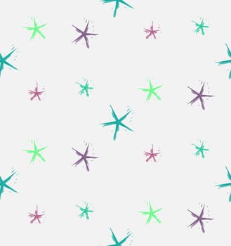 Grunge colorful holiday abstract geometric seamless pattern with stars. Vector