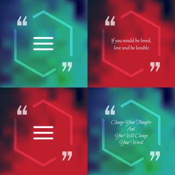 Template of square quote text bubble in form of polygon. Motivation quote. Change Your Thoughts And You Will Change Your World. Vector