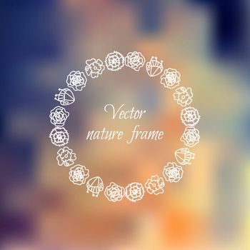Floral wreath from beautiful flowers isolated on background. Vector