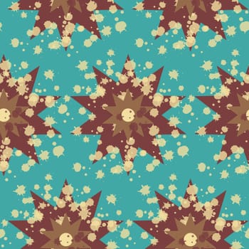 Grunge colorful holiday abstract geometric seamless pattern with stars. Vector