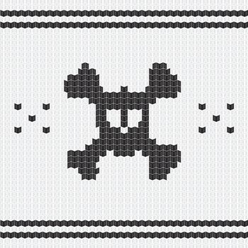 Knitted skull with bones, sweater and scarf for halloween and christmas. Vector