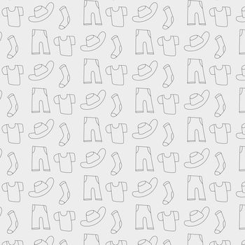 Pattern of clothes icons, background from sock, t-shirt, hat and trousers in vetor