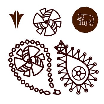 Henna indian tattoo doodle elements on white background. Vector
