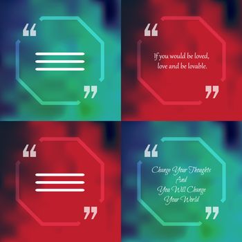 Template of square quote text bubble in form of polygon. Motivation quote. Change Your Thoughts And You Will Change Your World. Vector