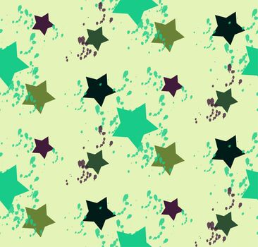 Grunge colorful holiday abstract geometric seamless pattern with stars. Vector