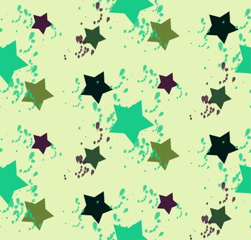 Grunge colorful holiday abstract geometric seamless pattern with stars. Vector