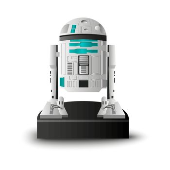 Vector white robot with shadow. Technic toy