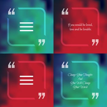 Template of square quote text bubble in form of rectangle. Motivation quote. Change Your Thoughts And You Will Change Your World. Vector