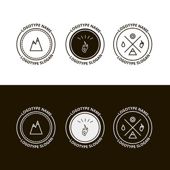 Set of outdoor adventure, expedition, tourism logo in vector