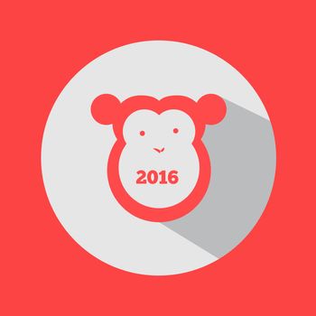 Monkey with text, 2016, happy new year, flat style