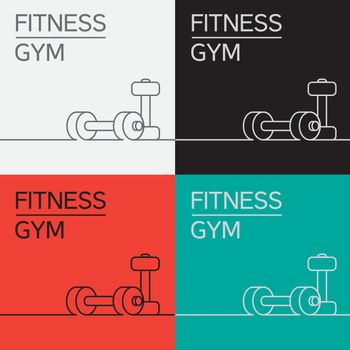 Dumbbell vector icon and background in eps