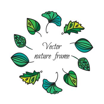 Vintage frame of leaves. Ecology and nature wreath. Vector