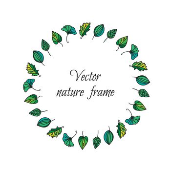 Vintage frame of leaves. Ecology and nature wreath. Vector