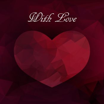 Triangle heart in vector, red love banner