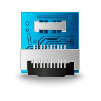 3D chip computer processor illustration. Graphic processor. Vector