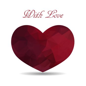 Triangle heart in vector, red love banner