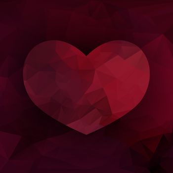 Triangle heart in vector, red love banner