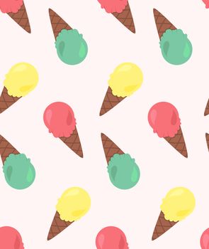 Vector seamless pattern from ice-creams with three color themes