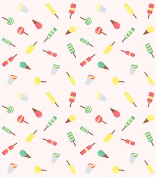 Vector seamless pattern from ice-creams with three color themes