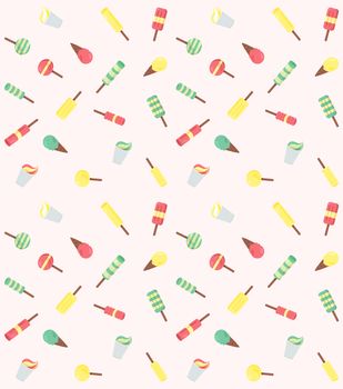 Vector seamless pattern from ice-creams with three color themes