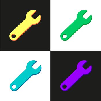 Color flat spanners. Settings and techic symbol. Vector