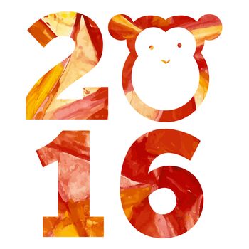 Monkey with aquarelle effect, happy new year
