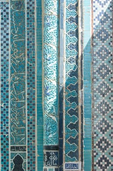 The item column in the wall mosaics in traditional Asian style. the details of the architecture of medieval Central Asia