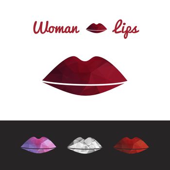 Vector polygonal lips, triangle logo or icon