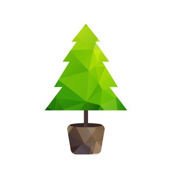 Vector triangle tree fir in pot, nature symbol