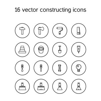Constructing and building icons set. Repair symbols. Vector