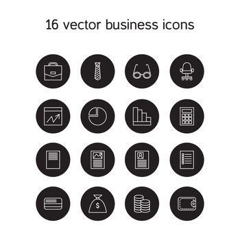 Business icons set. Office and document symbols. Vector