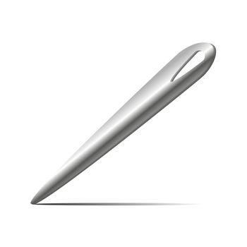 One Sewing needle isolated on white background