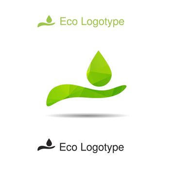Vector ecology logotype from hand with drop