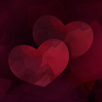 Triangle heart in vector, red love banner