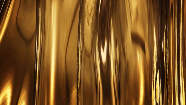 Abstract golden liquid smooth background with waves luxury. 3d illustration