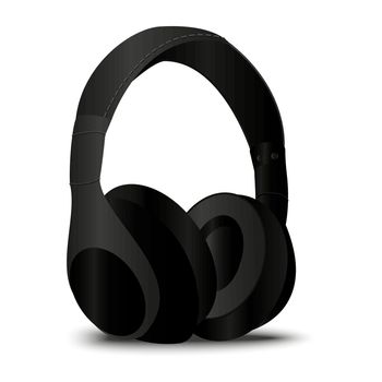 Stereo black Headphone in realistic style, music symbol