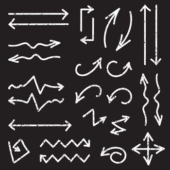 Vector black set of 26 hand drawn arrows in eps