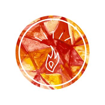 Vector watercolor logo of fire and bonfire