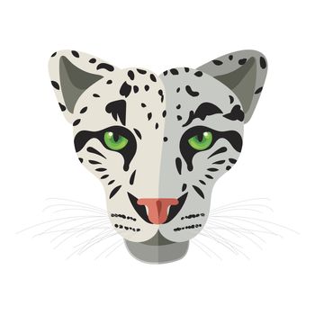 Wild cat face, snow bars head. Vector