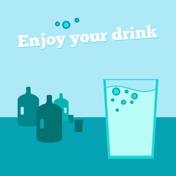 Vector poster, banner with glass of water, coolers, headline