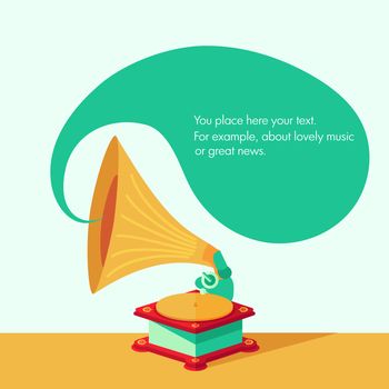 Vector bright flat old gramophone in eps