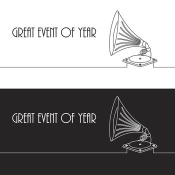 Vector old gramophone and music symbol. Vector