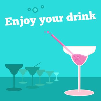 Vector poster, banner with goblet of cocktail