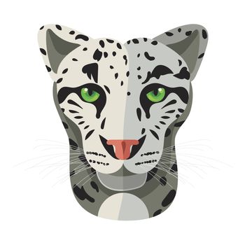 Wild cat face, snow bars head. Vector