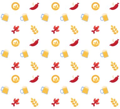 Oktoberfest seamless pattern. Food and drink. Beer festival. Vector