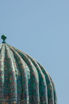 Part of the roof of the dome in the ancient Asian style. the details of the architecture of medieval Central Asia