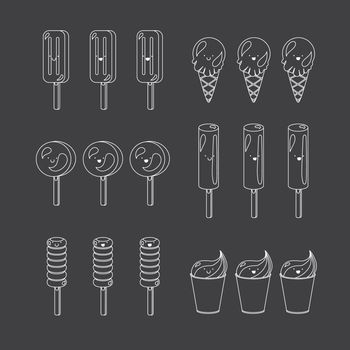 Vector set of emotional ice-creams with smiles