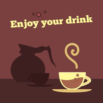 Vector poster, banner with coffee cup and coffee maker