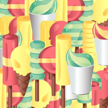 Vector set of different and gradient ice-creams
