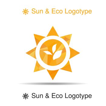 Bio logo, icon and symbol: leaves in the sun